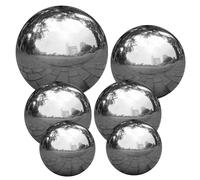 Ligeinsrk Stainless Steel Gazing Ball, 6PCS Silver Balls, 2&3&4&6" Big Shiny Balls, Reflective Mirror Polished Garden Sphere for Home Garden Pond OrnamentBall