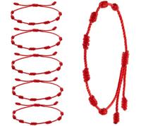 Ligeinsrk Summer String Bracelets Red Bracelet Red Cord Bracelet Adjustable Kabbalah Knot String Amulet for Protection, Evil Eye and Good Luck for Friendship 6 Pieces