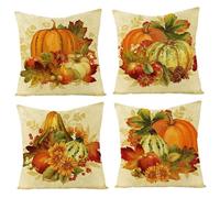 Ligeinsrk Thanksgiving Pillow Cover 4Pcs 45x45cm/17.72x17.72inch Pumpkin Print Decorative Autumn Harvest Pillowcase for Home Office Sofa, Pillow Cover Thanksgiving, Cushion Covers