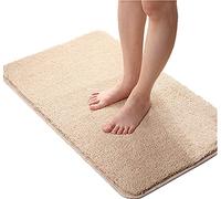 LiGG LiGG Bath Mat Non Slip Shower Mat Shaggy Bathroom Carpet Microfiber Bath Rug Absorbent Bathroom Rug Machine Washable(50 x 90 cm, Beige)