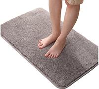 LiGG LiGG Bath Mat Non Slip Shower Mat Shaggy Bathroom Carpet Microfiber Bath Rug Absorbent Bathroom Rug Machine Washable(60 x 90 cm, Grey)