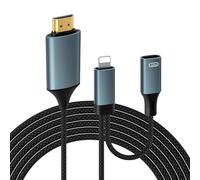 Ligh-ning To HDMI HD Adapter Cable 2M(Nylon material), Ligh-ning to Digital AV Converter With Charging Port, Aluminum Alloy, phone& Pad To TV Mirroring, Fast Stable Connection, iOS 9-18 Compatible