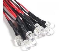 LIGHBIB 30pcs Mixed Colour 3mm 5mm LEDs Prewired Light DC3-6V 12V 24V 20cm Pre Wired LED DIY,Warm White DC 3-6V,3mm 30pc