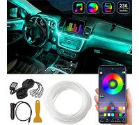 LIGHEID Car LED Interior Strip Lights, Multicolor RGB Ambient Lighting Kits, 16 Million Colors 5 in 1 with 236 inches Fiber Optic, Sound Active Function and Wireless Bluetooth APP Control