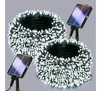 Lighprenix Solar Lights Outdoor Garden - 2 Pack 20m 200LEDs Solar Powered Waterproof Cool White Fairy Lights with 8 Modes, Upgrated Large-Capacity Outside Decorative String Lights for Tree/Fence/Mesh