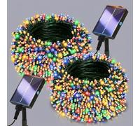 Lighprenix Solar Lights Outdoor Garden - 2 Pack 20m 200LEDs Solar Powered Waterproof Multicolor Fairy Lights with 8 Modes, Upgrated Large-Capacity Outside Decorative String Lights for Tree/Fence/Mesh