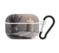 Light A Candle Earbuds Organizer Shockproof Protective Airpods Pro Cover with Carabiner Clip Anti Fall Carrying Earphone Case Cover for Airpods Pro 2nd Generation White
