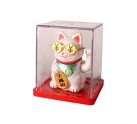 Light-Activated Plastic Lucky Cat That Waves Continuously for Desk Office Car Console Decor with Traditional Prosperity Meaning (White)