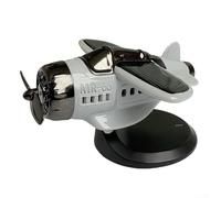 Light activated rotating aircraft ornament with solar power, propeller fighter design for decorative automotive use, enhancing driving pleasure (gray)