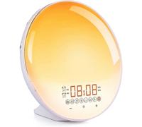Light Alarm Clock, Morning Radio Alarm Clock with Light Effects, 20-level Light Sensor Touch Function, Phototherapy with Alarm Clock, Alarm Clock, Nat