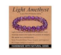 Light Amethyst - Rich Protection - Stretch Elastic Bracelet Natural Stone Crystal Healing Power Energy Gifts for Unisex Adult 8mm