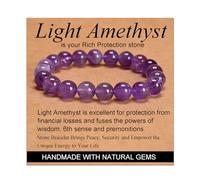 Light Amethyst - Rich Protection - Stretch Elastic Bracelet Natural Stone Crystal Healing Power Energy Gifts for Unisex Adult 10mm