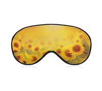 Light and Blurry Sunflower Field Sleep Mask Golden Sunset Blindfold for Sleeping Elastic Blackout Eye Mask Cover for Full Night's Sleep Travel and Nap