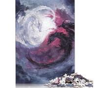 Light And Dark Dragon Adults Fun Wooden Jigsaw Puzzle 500 Pieces Decoration Stress Relief Toy Toy Intellectual Game Education Game Relaxation And Intelligence 500pcs (52x38cm)