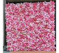 Light and dark pink cherry blossoms cloth-based artificial flower wall，handmade plant background wall, for shopping mall window/wedding background/Photography decoration(2.4 * 2.4m/7.8 * 7.8FT)