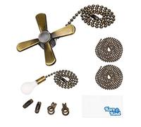 Light and Fan Pull Chain - Fan Pull Chain (12.5 inches), Light Pull Chain (13.6 inches), 2x 1M Extension Pull Chains and 4x Extra Connectors (2 styles) - Brown Color