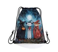 Light Backpack Cartoon Cat Witch Drawstring Backpack Picnic 36x42cm | Gym Bag Perfect Sports Rucksack for gift Beach Camping