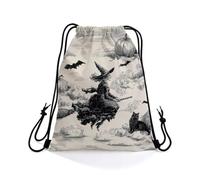 Light Backpack Engraving Witch Sports Rucksack Dance 36x42cm | Drawstring Bag Fashion Gym Sack for Camping Beach Football