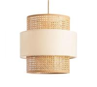 Light Basket Weave Hanging Light, Wicker Shade for Kitchen Island Cream Vintage Woven with Adjustable Cord Farmhouse Home Decoration (40Cm/15.7Inch), a, 40cm