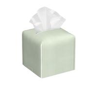 Light Bean Green Print Leather Tissue Box Cover - Foldable Organizer Holder - Easy Storage & Concealing Leather Tissue Box