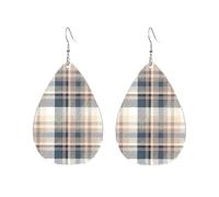 Light Beige Black Brown Checkered Yellow Green Pink Purple Diagonal Stripes Women Earrings Candy Colored Lightweight Double-Side Printed Drop Dangle Earring