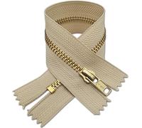 Light Beige Jeans Zip 14cm | Closed-End Replacement Zipper for Trousers 5.5” | Golden Teeth, Single Slider Zip for Denim Repairs, Skirts, Pockets, Bags, DIY Sewing Projects