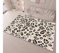 Light Beige Washable Area Rug 60 x 90 cm, Animal Print Leopard Light Beige Non-slip Low Pile Carpet - Non-shedding Rug for Living Room Bedroom Playroom Hallway Dorm - kids & Pet Friendly Floor Mat