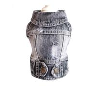 (Light black, L) Designer Denim Dog Clothes Small Dog Denim Jacket Pet Clothing