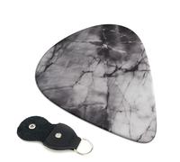 Light Black Marble 6 Pack Guitar Picks With Holder, Personalized Guitar Plectrums Non-Slip Portable Ukulele Bass Picks 0.46mm For Acoustic Guitar Lovers Gifts