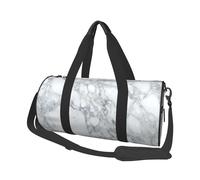 Light Black Marble Print Round Duffel Bag, Canvas Overnight Travel Tote Bag, Waterproof and Tear-Resistant.Foldable Weekend Travel Bag