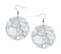 Light Black Marble Printed Faux Leather Earrings Set For Women, 1 Pair Lightweight Dangle Drop Pierced Earrings Jewelry Gifts For Women