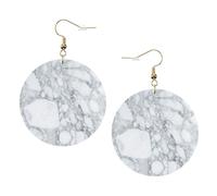 Light Black Marble Printed Faux Leather Earrings Set For Women, 1 Pair Lightweight Dangle Drop Pierced Earrings Jewelry Gifts For Women