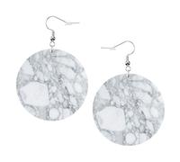 Light Black Marble Printed Faux Leather Earrings Set For Women, 1 Pair Lightweight Dangle Drop Pierced Earrings Jewelry Gifts For Women