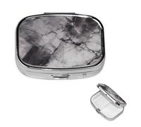Light Black Marble Square Metal Pill Box 2 Compartment Cute Travel Pill Organizer Case Portable Medicine Vitamin Organizer Pill Case for Women Men Travel Unique Gift