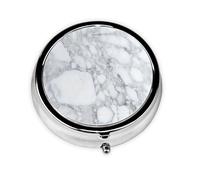 Light Black Marble This Small, Printed, Round Pill Box is a Portable Pill and Vitamin Organizer Perfect for Pockets, Purses, and Travel.