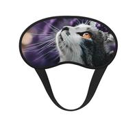 Light-Blocking Sleep Mask, Uniquely Cat Looking at Lavender Print Eye Mask, Soft and Skin-Friendly Without Being Tight