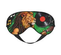 Light Blocking Sleeping Blindfold Soft Polyester Eye Mask Guitar Reggae Rasta Falg Music Lion for Shift Works Deep Rest Meditation