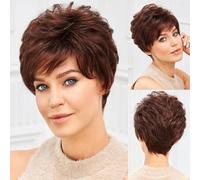 Light Blonde Mixed Off-White Short Pixie Cut Wigs for Women With Bangs Human-hair Like Texture Natural Layered Hair-10inches-180%-SS9005