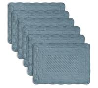 Light Blue 100% Cotton Quilted Placemats Set of 6, Rectangular Placemats Machine Washable-13x18 inches for Kitchen or Dining Table Fabric Rectangular Table Mats (13"x18")