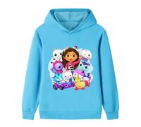 (Light blue, 150cm) Gabby's Dollhouse Printed Hoodie for Middle and Large Children B1091