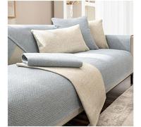 Light Blue 3-Seater Sofa Cover with Armrests Non-Slip Couch Blanket Cotton & Linen Corner Sofa Cushion Protector Cat Scratch-Resistant 90x70cm