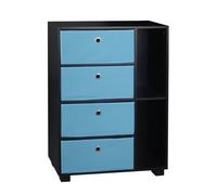 (Light Blue) 6 Section Small Side Unit Wooden Bookcase Drawer