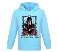 (Light Blue, 9-10 Years) Kids Girls Wednesday Addams Hoodies Youth Casual Pullover Jumper Hooded Sweatshirt Tops Xmas Gifts For 7-14years