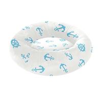 Light Blue Anchors and Ship Wheel Pattern on White Pet Dog Bed Warm & Cozy fluffier Kitten Beds for Extra Small Size Pets Sleeping