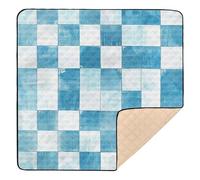 Light Blue and White Checkered Pattern Large Non-Slip Baby Playmat for Indoor Outdoor Comfortable Baby Crawling Mat for Baby Toddler Infant, 50'' x 50''