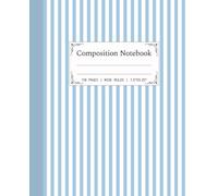 Light Blue and White Notebook: Striped Pattern Cover - Wide Ruled Journal for School and Work - 110 Pages - 7.5"x9.25"
