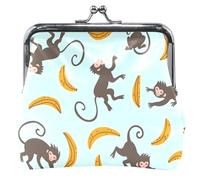 light blue animal print leather wallet for women animal print girls cute monkey bananas light blue UNITALLA Cute Monkey Bananas Light Blue UNITALLA Classic, Cute Monkey Bananas Light Blue, UNITALLA