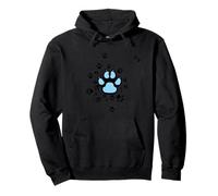 Light Blue Aqua Dog Paw Print Aesthetic Graphic with Claws Pullover Hoodie