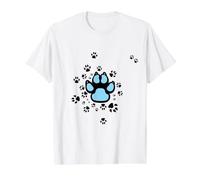 Light Blue Aqua Dog Paw Print Aesthetic Graphic with Claws Value Graphic T-Shirt, Men, White, M