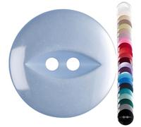 Light Blue Baby Cardigan Buttons, 11 mm Fish Eye - Pack of 10 Matching Plastic Buttons for Baby Cardigans, Newborn Knits, Christening Sets, Knitting & Repairs - Giddy Square